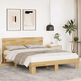 ágykeret fejtámlával matrac nélkül 140x190 cm tömör fa tölgyfa