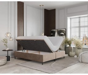 Bézs kárpitozott ágyneműtartós franciaágy 140x200 cm Tate – Maison de Rêve