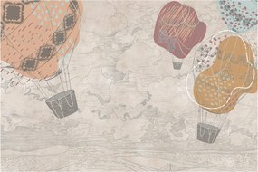 Kép - léggömbök a város felett , meleg tónusok (90x60 cm)
