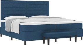vidaXL Boxrugós ágy matracmal fejtámlával Kék 200 x 200 cm szövet