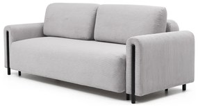 Világosszürke kordbársony kinyitható-tárolóhelyes kanapé 244 cm Arcadova – ELTAP