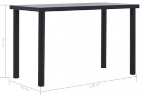 fekete és betonszürke MDF étkezőasztal 120 x 60 x 75 cm