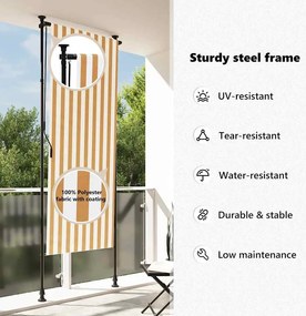 narancssárga és fehér szövet és acél kültéri roló 100 x 270 cm