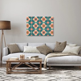 Üveg kép - Retro virágminta (70x50 cm)