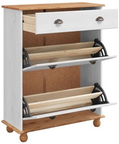 cipőszekrény ASKIM Fehér 85x35x108 cm tömör fenyőből
