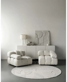 Világosszürke gyapjú kerek szőnyeg ø 120 cm Morphic Botanica – Agnella