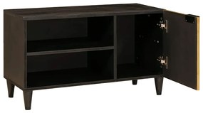 TV szekrény Fekete és Arany 80 x 33 x 46 cm tömör mangófa