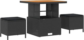 vidaXL Kerti Kanapé Szett 12 pcs Fekete Poli Rattan és Porfestett Acél