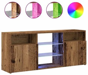 antik fa színű szerelt fa TV-szekrény LED-ekkel 120x30x50 cm
