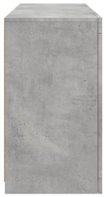 betonszürke tálalószekrény LED-világítással 123 x 37 x 67 cm