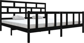 vidaXL fekete tömör fenyőfa ágykeret 200 x 200 cm