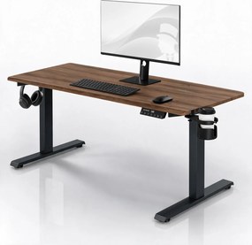 Elektromos íróasztal magasságállítással ergonomikus antracit/dió,1600x800 mm: ARIA