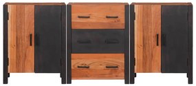 Széf fiókkal 3 pcs Barna 55 x 30 x 75 cm Tömör akácfa