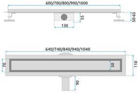 Rea Neox Pro, 100 cm-es vízelvezető csatorna 360 fokban forgó szifonnal, arany matt, REA-G2850