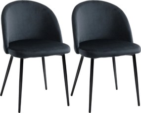 HOMCOM 2 darabos fekete bársonyos skandináv étkezőszék, letört fém lábakkal nappaliba és étkezőbe | Aosom