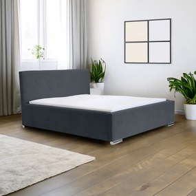 Kárpitozott ágy tárolóval és LUKS matraccal Szürke 160x200 cm