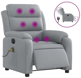 vidaXL világosszürke szövet dönthető elektromos masszázsfotel