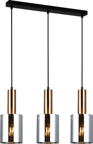 ITALUX PND-5581-3-BRO-SG SARDO Többágú Függesztett Lámpa Füstös, Sárgaréz E27 IP20