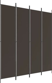 vidaXL 4 paneles barna szövet paraván 200x220 cm