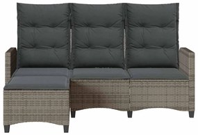 L-alakú szürke polyrattan fekvő kerti kanapé párnákkal