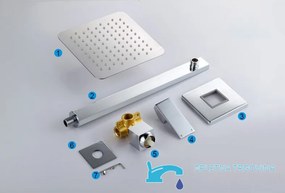 Falba süllyesztett zuhanypanel EYN PT23979 esőztető funkcióval és LED-világítással, króm és ezüst kivitelben