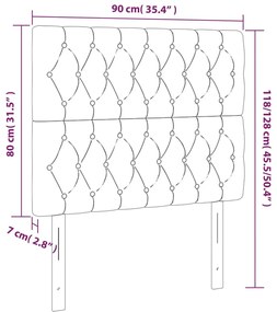fekete szövet LED-es fejtámla 90x7x118/128 cm