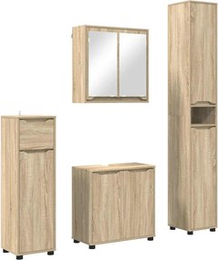 vidaXL Fürdőszoba bútor szett fiókkal 4 pcs Sonoma tölgy Faanyag