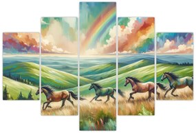 Kép – Vágtázó lovak a tájban (150x105 cm)