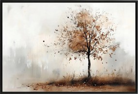 Poszter Keret Alumínium Akvarell Természet Tájkép Ősz Fa Köd 60x40