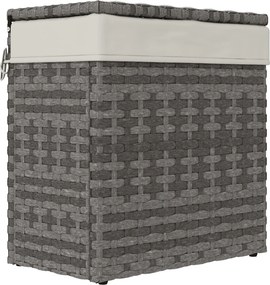 Outsunny PE Rattannal készült Kerti Tároló Box, Kültéri Tároló Pad Non-slip Lábakkal és Vízálló Béléssel, 57x34x62cm, Szürke és Bézs | Aosom