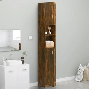 füstös tölgy színű szerelt fa fürdőszobaszekrény 32x25,5x190 cm