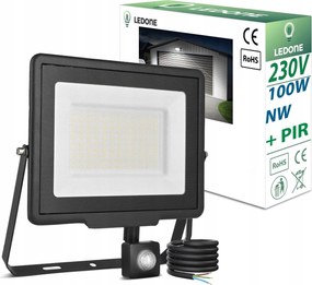 Halogén fényvető Led lámpa 100W mozgásérzékelő Pir Semleges szín sl