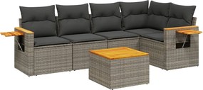 vidaXL 6 részes szürke polyrattan kerti ülőgarnitúra párnákkal