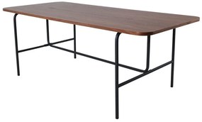 Asztal Dallas 1717Fekete, Dió, 74x90x200cm, Közepes sűrűségű farostlemez, Természetes fa furnér, Fém