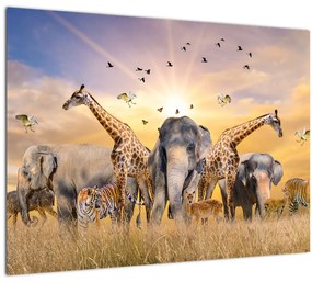 Kép - Afrikai állatok (üvegen) (70x50 cm)