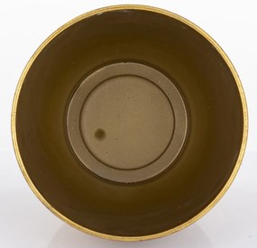 Antique óarany kerek koptatott fém virágtartó kaspó 15x21x21cm