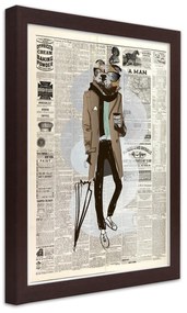 Gario Poszter Absztrakt bulldog egy újság hátterén A keret színe: Keret nélkül, Méret: 40 x 60 cm