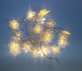 NEXOS Karácsonyi fénylánc hópehely meleg fehér 20 LED