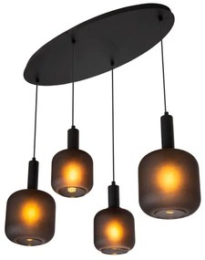 Lucide 45405/04/30 - Csillár zsinóron ELOISE 4xE27/40W/230V fekete