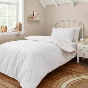 Fehér-bézs pamut gyerek ágyneműhuzat babaágyhoz 120x150 cm Mini Star &amp; Stripes – Bianca