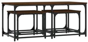 vidaXL 3 db barna tölgyszínű szerelt fa rakásolható dohányzóasztal