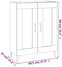 fekete szerelt fa tálalószekrény 69,5 x 34 x 90 cm
