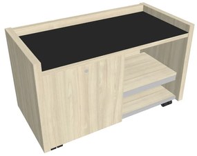 Verno mobil konténer 100 x 50 cm üveggel, bal, akác / fekete