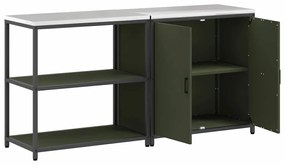 Konyhai Tároló Készlet ajtóval 2 pcs Olajzöld 180 x 50 x 92 cm