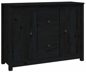 fekete tömör fenyőfa tálalószekrény 100 x 35 x 74 cm