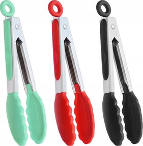 3X Konyhai Fogó szilikon húshoz rozsdamentes acél hosszú 27 cm