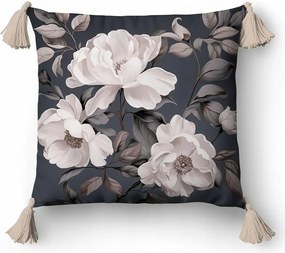 Párnahuzat 45x45 5387 A grafit bézs krémszínű virágok Panama 58