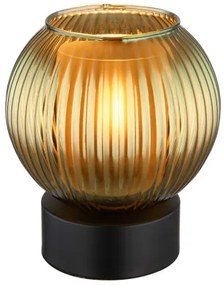 Globo 15638TG Asztali lámpa fém fekete matt, zöld színű üveg búra, belül fehér, fekete PVC kábel, billenőkapcsoló a kábelen, ø: 150mm, M: 170mm, kábel hossza 1500mm, 1x E27 25W 230V izzó nélkül