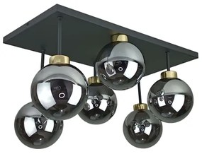 Felületre szerelhető csillár  DEA 6xE14/60W/230V fekete/arany/füstös fekete