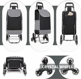 Fekete lépcsőjáró bevásárlótáska kerekeken "Helper"